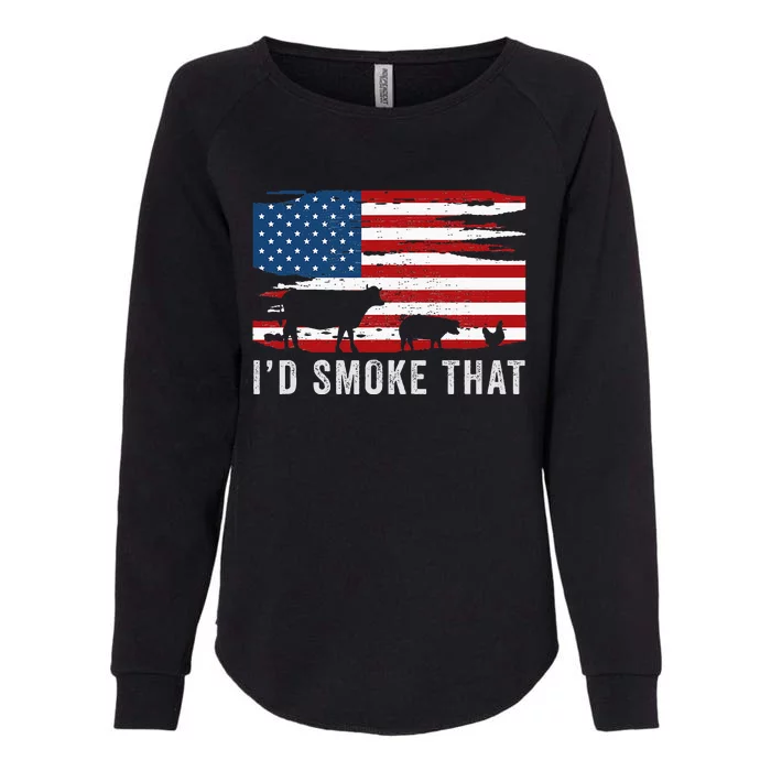 Id Smoke That Barbecue Womens California Wash Sweatshirt