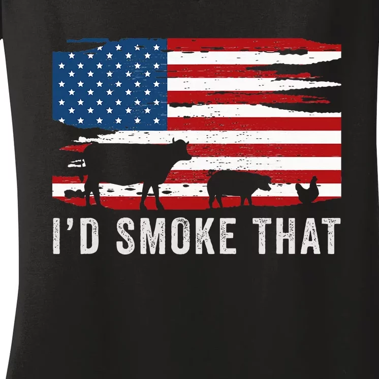 Id Smoke That Barbecue Women's V-Neck T-Shirt