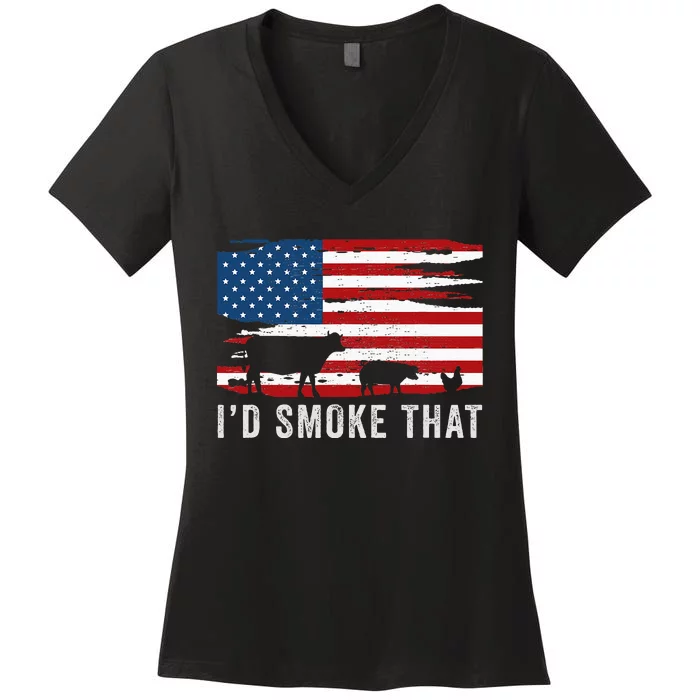 Id Smoke That Barbecue Women's V-Neck T-Shirt