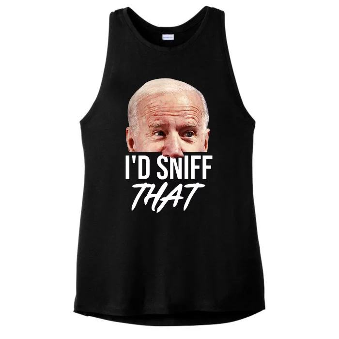 I'd Sniff That Funny Joe Biden Ladies Tri-Blend Wicking Tank