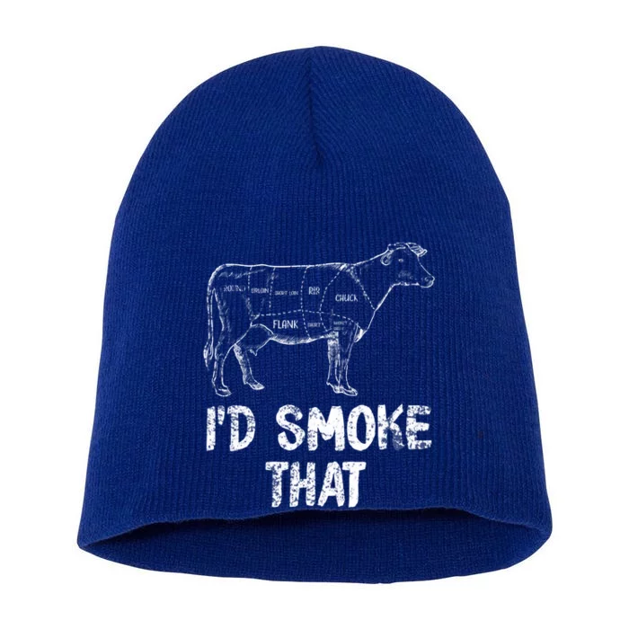 Id Smoke That Bbq Meaningful Gift Short Acrylic Beanie