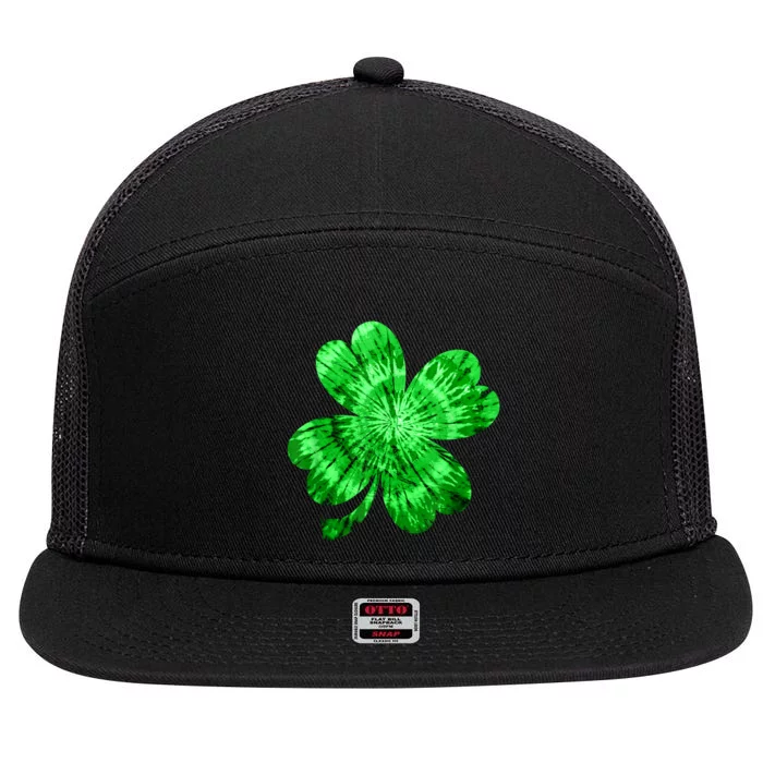 Irish Shamrock Tie Dye Happy St Patrick's Day Go Lucky Gift 7 Panel Mesh Trucker Snapback Hat