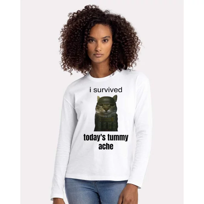 I Survived TodayS Tummy Ache Womens Cotton Relaxed Long Sleeve T-Shirt