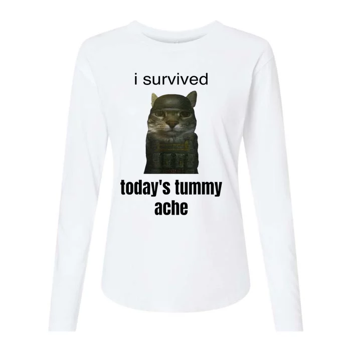 I Survived TodayS Tummy Ache Womens Cotton Relaxed Long Sleeve T-Shirt