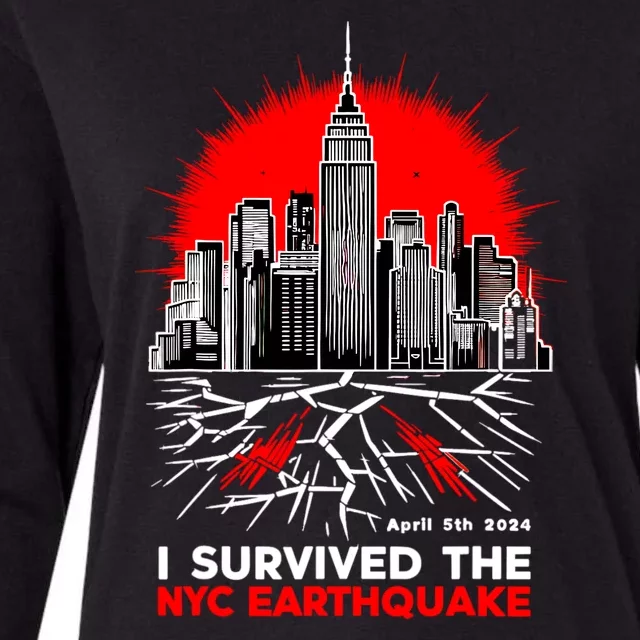 I Survived The Nyc Earthquake 2024 Womens Cotton Relaxed Long Sleeve T-Shirt