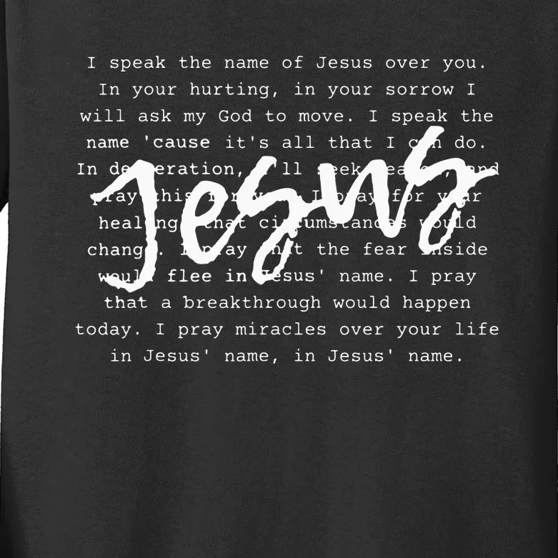 I Speak The Name Of Jesus Vintage Christian Faith Prayer Kids Long Sleeve Shirt