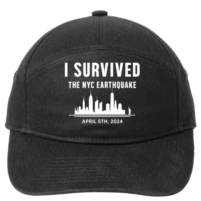 I Survived The Nyc Earthquake 2024 7-Panel Snapback Hat