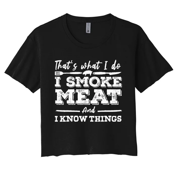 ID Smoke That Funny Meat Bbq Season Smoker & Grilling Women's Crop Top Tee