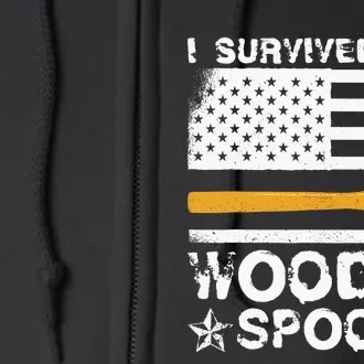 I Survived The Wooden Spoon American Flag Funny Adult Humor Full Zip Hoodie