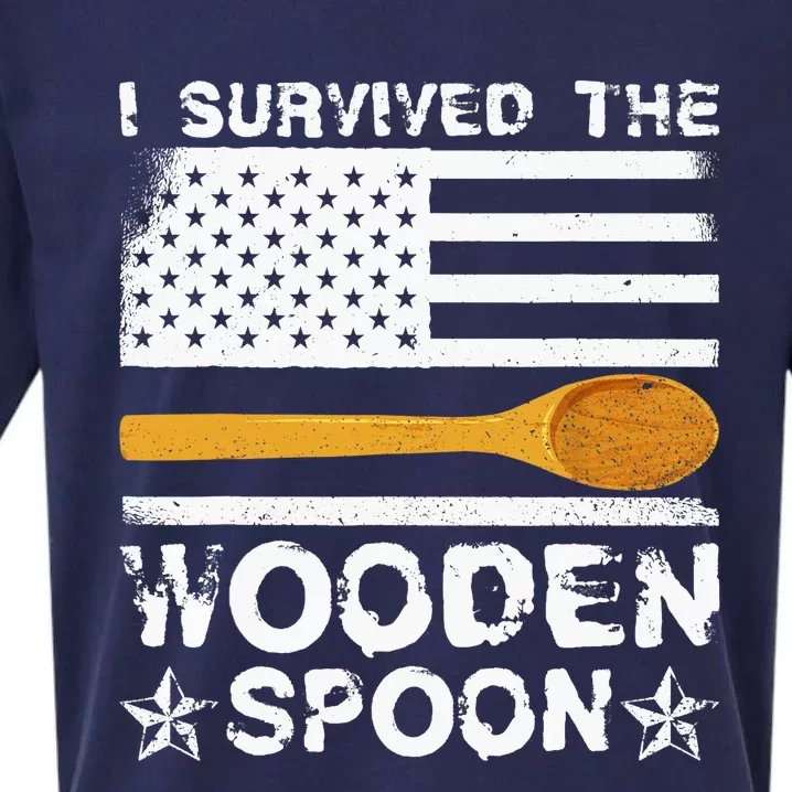 I Survived The Wooden Spoon American Flag Funny Adult Humor Sueded Cloud Jersey T-Shirt