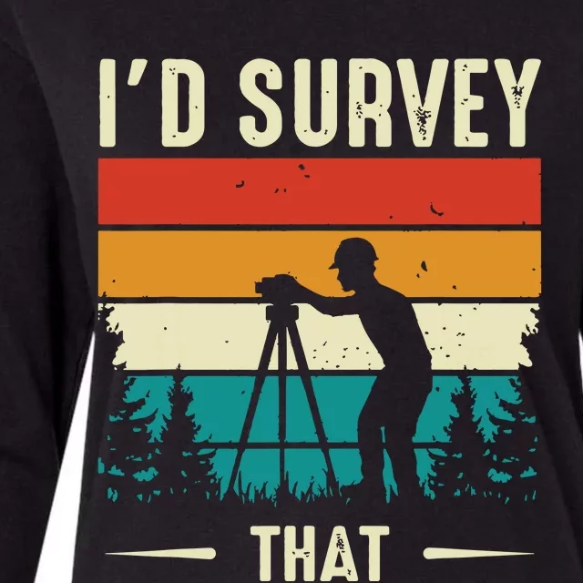 Id Survey That Retro Land Surveyor Cartographer Surveying Womens Cotton Relaxed Long Sleeve T-Shirt