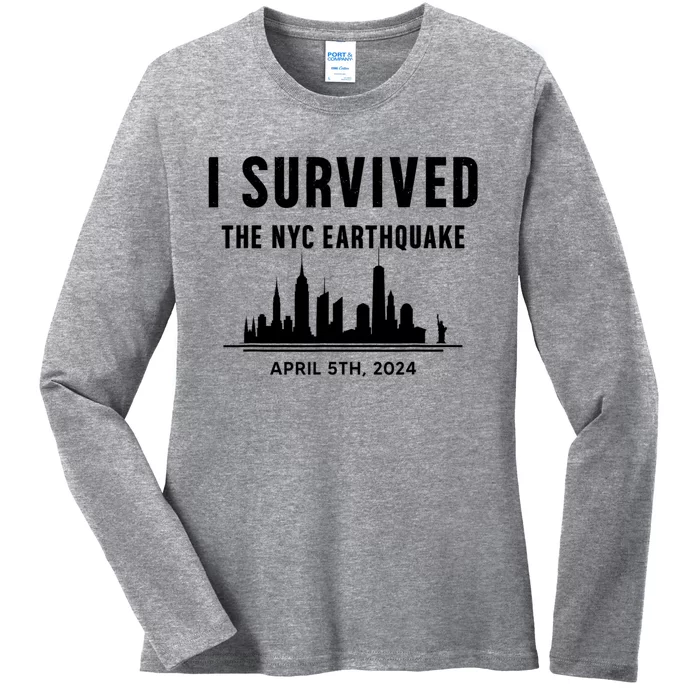 I Survived The Nyc Earthquake 2024 Ladies Long Sleeve Shirt