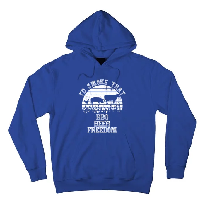 Id Smoke That Barbecue Us Flag Bbq Beer Freedom Gift Tall Hoodie