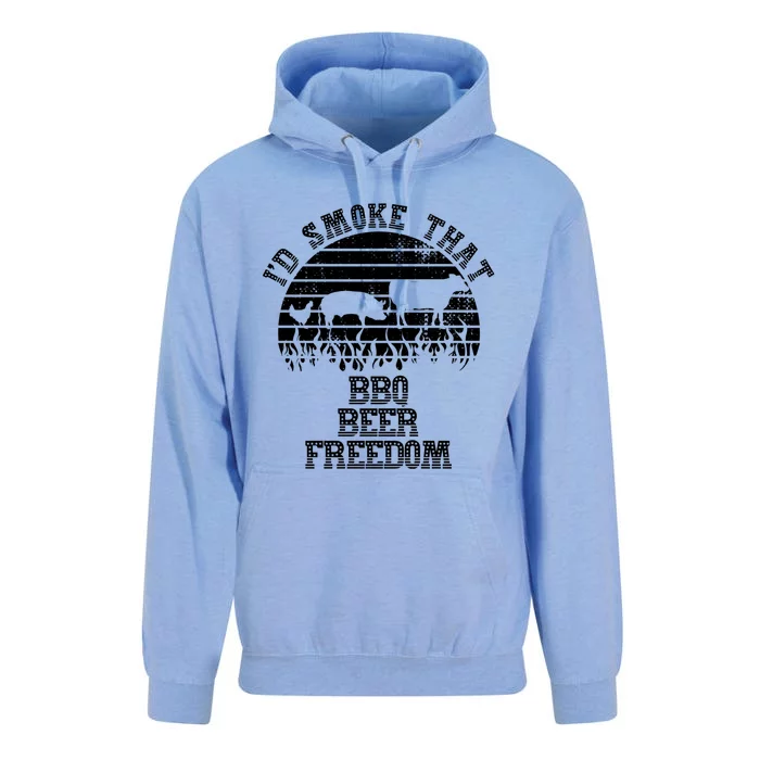 Id Smoke That Barbecue Us Flag Bbq Beer Freedom Gift Unisex Surf Hoodie