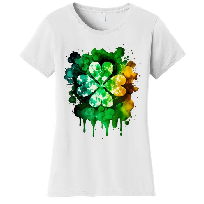 Irish Shamrock Tie Dye Happy St PatrickS Day Go Lucky Women's T-Shirt