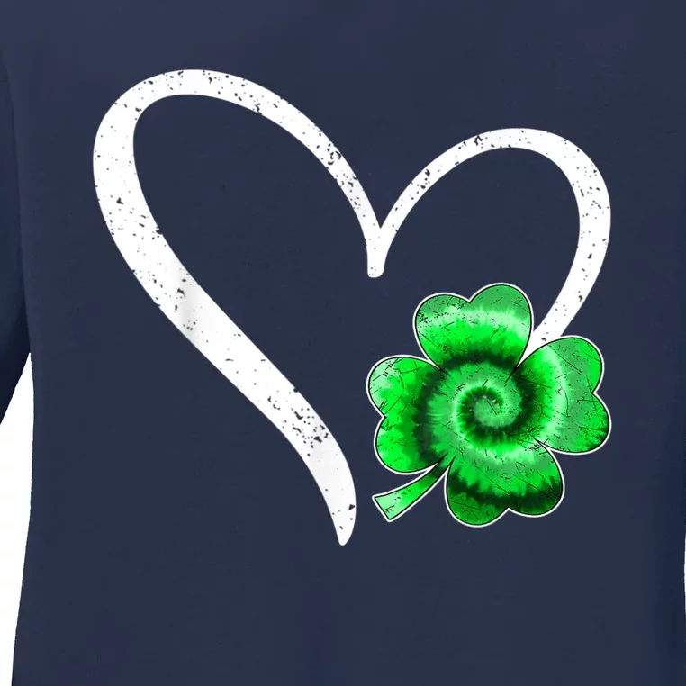 Irish Shamrock Tie Dye Happy St Patricks Day Go Lucky Gift Ladies Long Sleeve Shirt