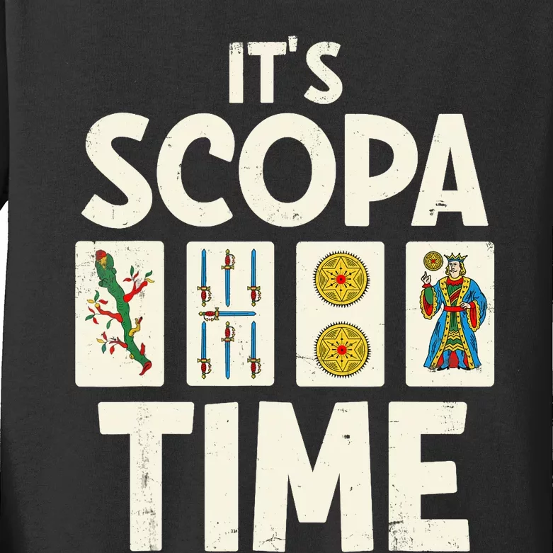 It's Scopa Time Nonna Nonno Italian Cards Game Scopa Player Kids Long Sleeve Shirt