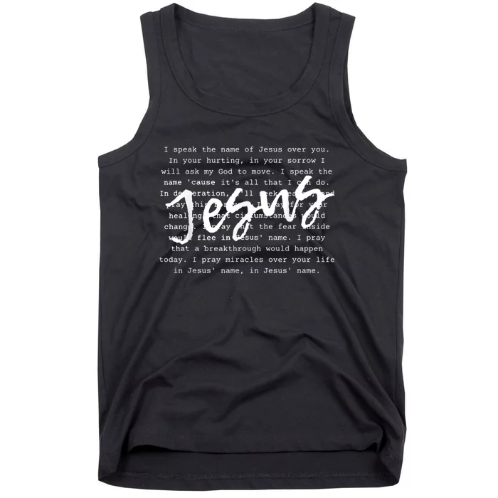 I Speak The Name Of Jesus Vintage Christian Faith Prayer Tank Top