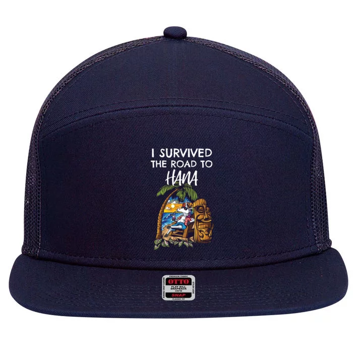 I Survived The Road To Hana Gift 7 Panel Mesh Trucker Snapback Hat