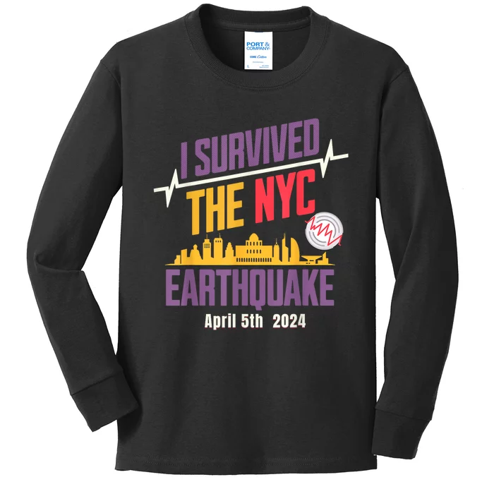 I Survived The Nyc Earthquake April 5 2024 Kids Long Sleeve Shirt