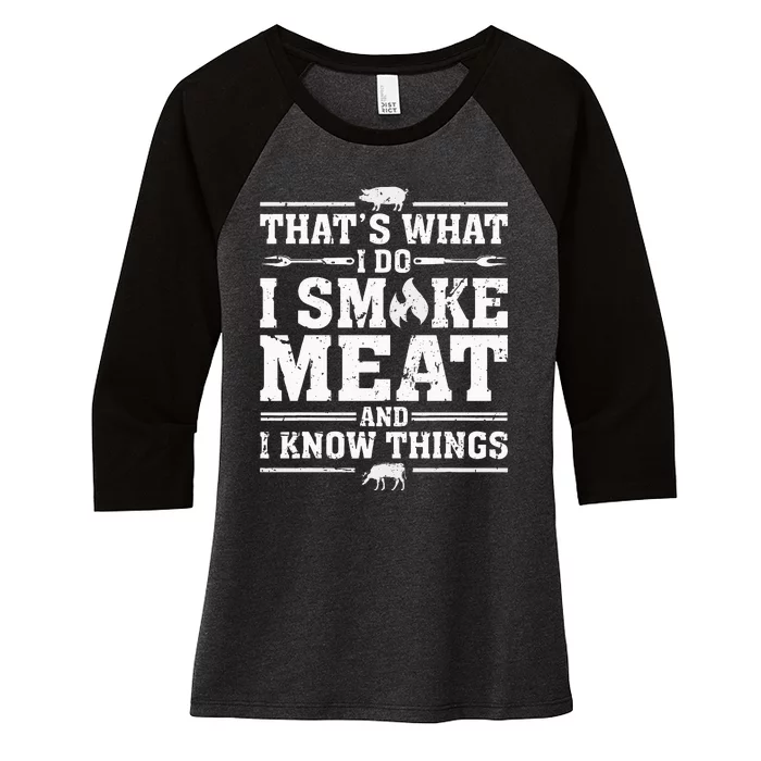 ID Smoke That Funny Meat Bbq Season Smoker & Grilling Women's Tri-Blend 3/4-Sleeve Raglan Shirt