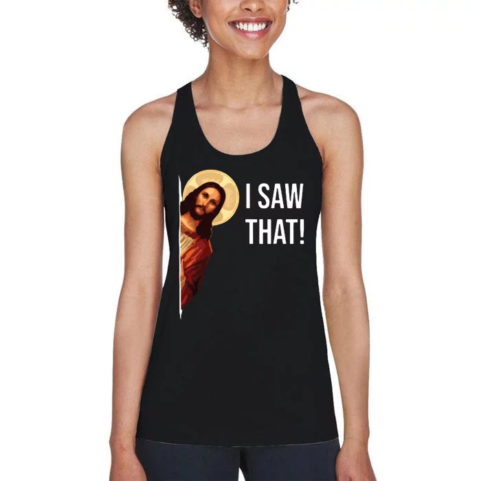 I Saw That Funny Christian Jesus Graphic Women's Racerback Tank