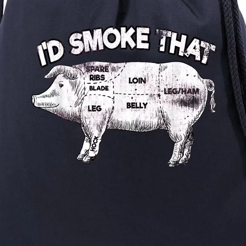 I'd Smoke That Pig Grill Bbq Meat Barbeque Drawstring Bag