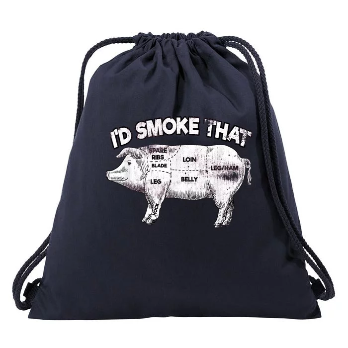 I'd Smoke That Pig Grill Bbq Meat Barbeque Drawstring Bag