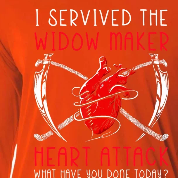 I Survived The Widow Maker Heart Attack Heart Disease Gift Cooling Performance Long Sleeve Crew