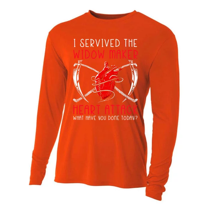 I Survived The Widow Maker Heart Attack Heart Disease Gift Cooling Performance Long Sleeve Crew