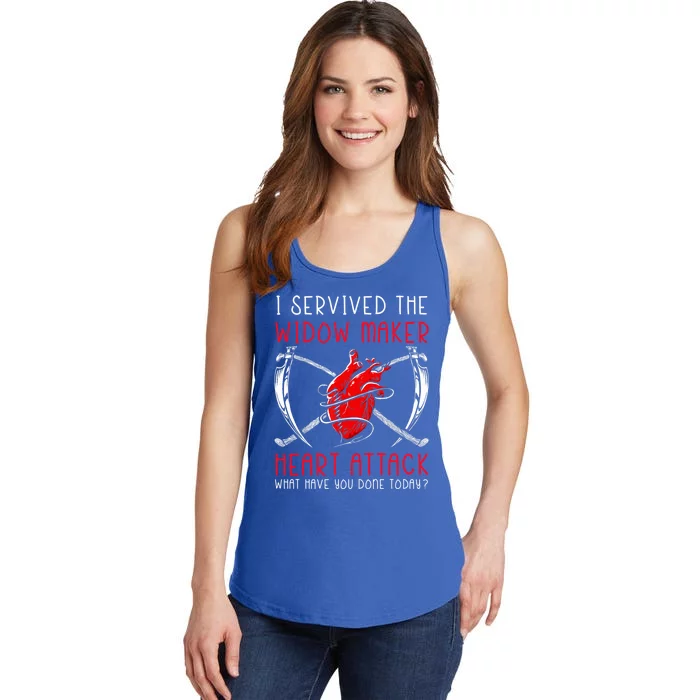 I Survived The Widow Maker Heart Attack Heart Disease Gift Ladies Essential Tank