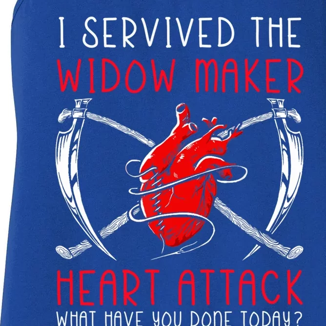 I Survived The Widow Maker Heart Attack Heart Disease Gift Women's Racerback Tank