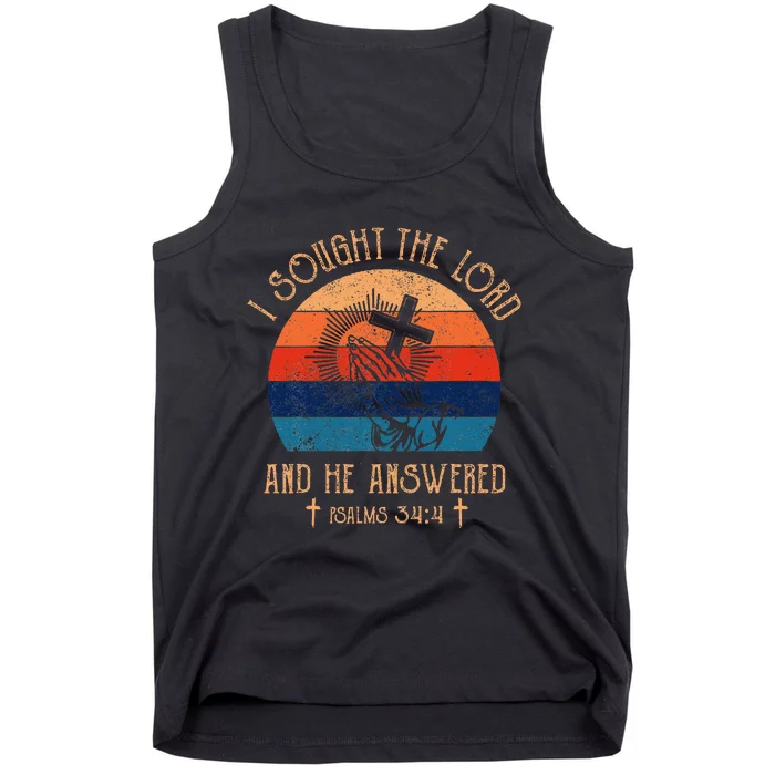 I Sought The Lord And He Answered Me Cross Bible Tank Top