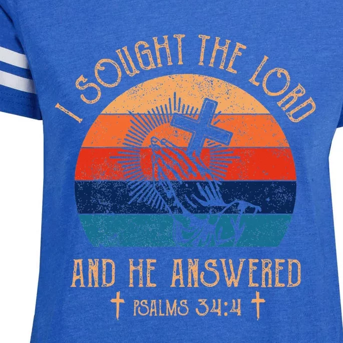 I Sought The Lord And He Answered Me Cross Bible Enza Ladies Jersey Football T-Shirt