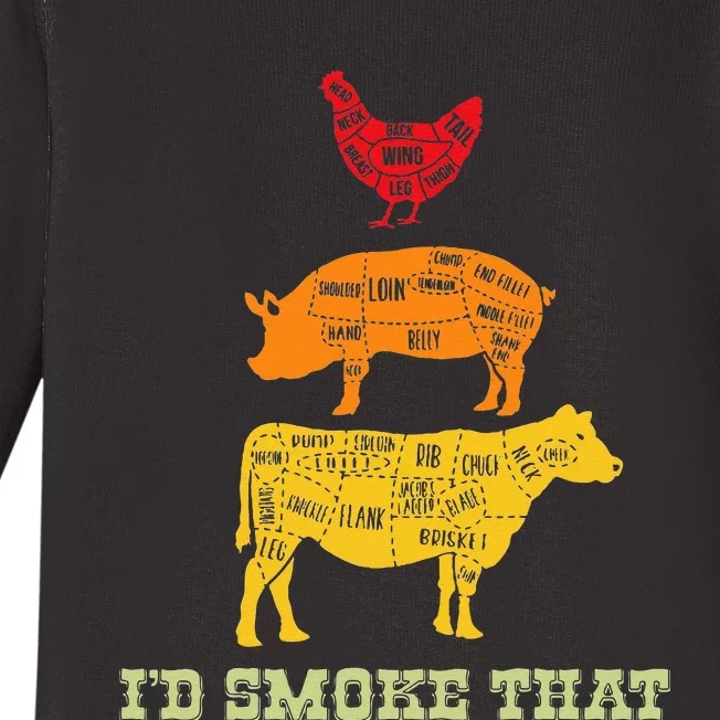 Id Smoke That Barbecue BBQ Baby Long Sleeve Bodysuit