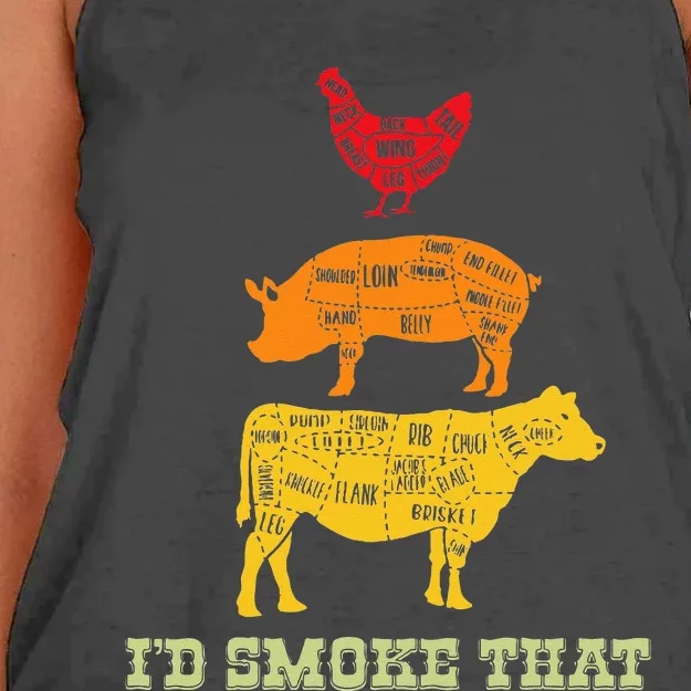 Id Smoke That Barbecue BBQ Women's Knotted Racerback Tank