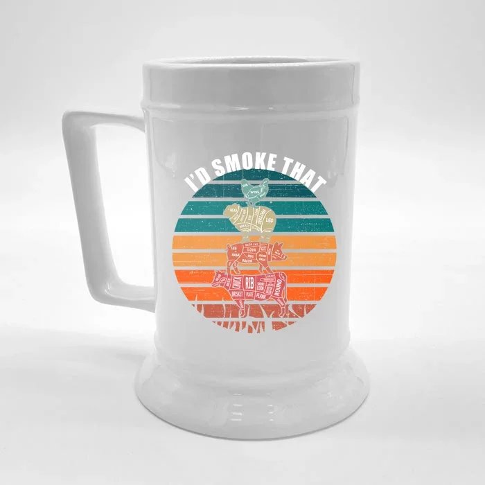 Id Smoke That Grilling Bbq Smoker Fathers Day Gift Front & Back Beer Stein