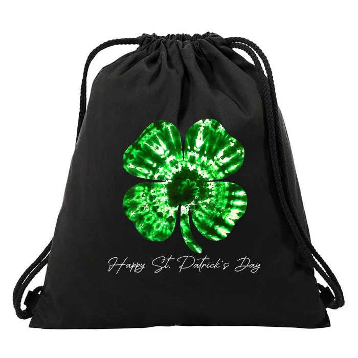 Irish Shamrock Tie Dye Happy St Patrick's Day Go Lucky Drawstring Bag