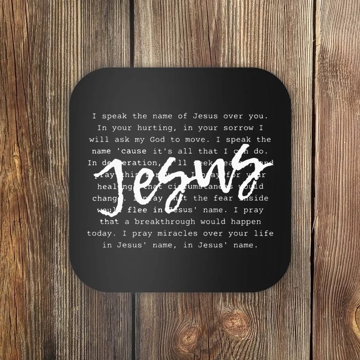 I Speak The Name Of Jesus Vintage Christian Faith Prayer Coaster