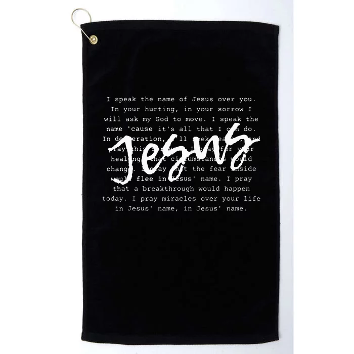 I Speak The Name Of Jesus Vintage Christian Faith Prayer Platinum Collection Golf Towel