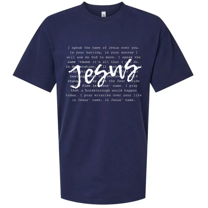 I Speak The Name Of Jesus Vintage Christian Faith Prayer Sueded Cloud Jersey T-Shirt