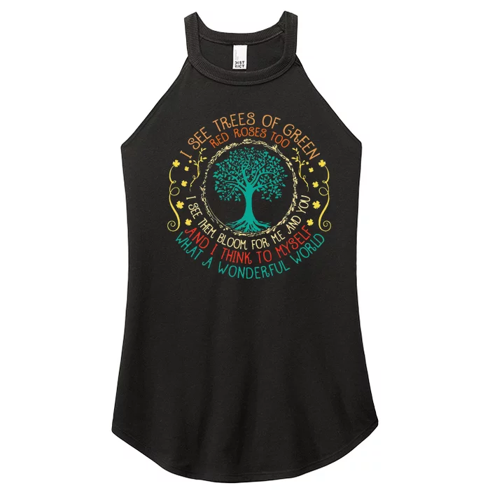 I See Trees Green Red Roses Wonderful World Earth Day Planet Women’s Perfect Tri Rocker Tank