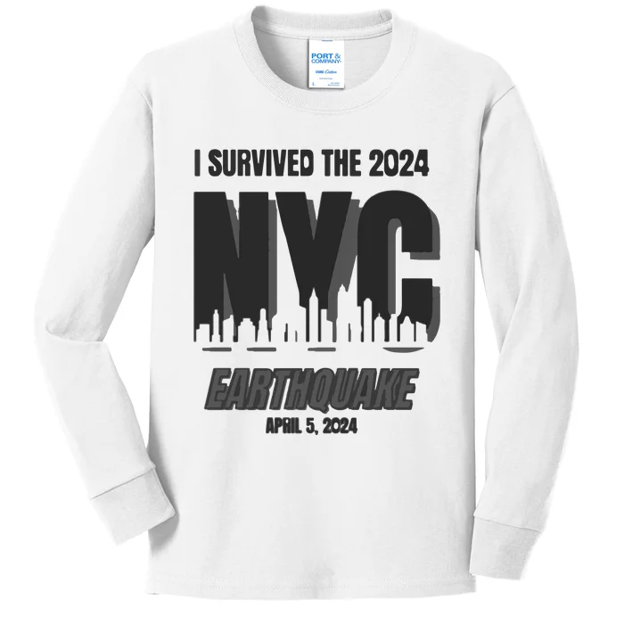 I Survived The 2024 Nyc Earthquake Kids Long Sleeve Shirt