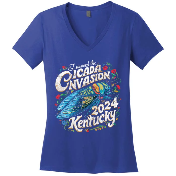 I Survived The Cicada Invasion Brood Xix Xiii Kentucky Women's V-Neck T-Shirt