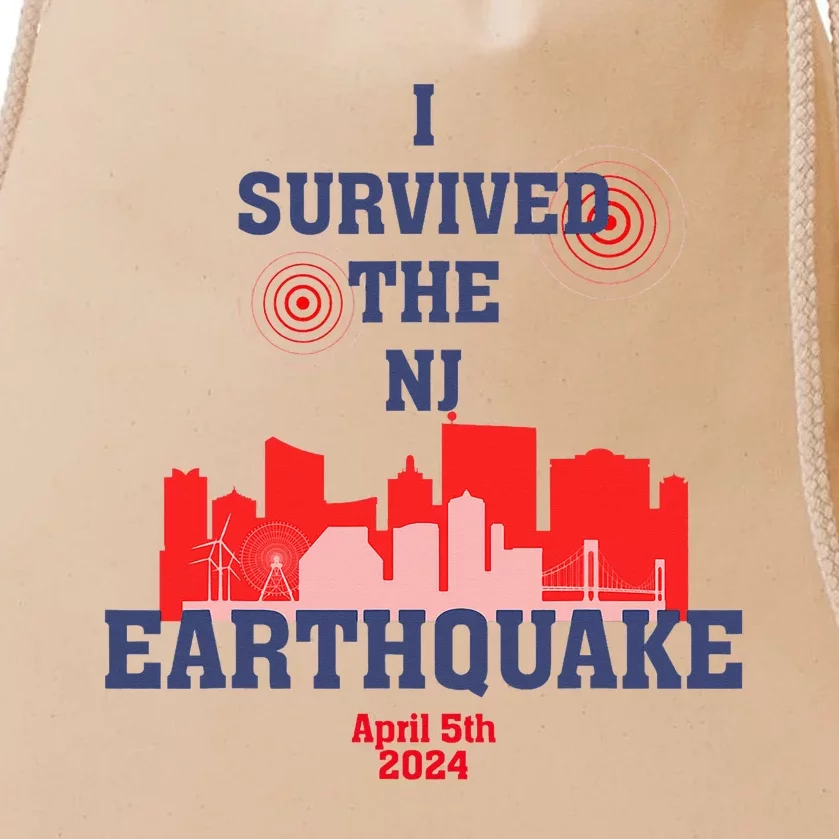 I Survived The Nj Earthquake Drawstring Bag