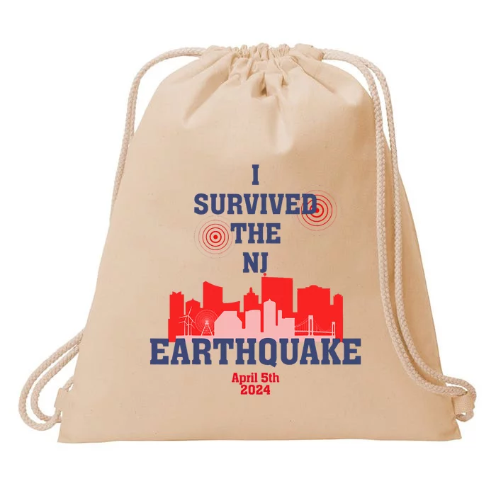 I Survived The Nj Earthquake Drawstring Bag