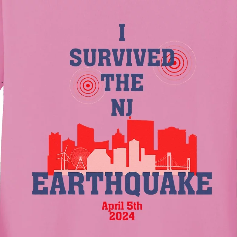 I Survived The Nj Earthquake Kids Long Sleeve Shirt