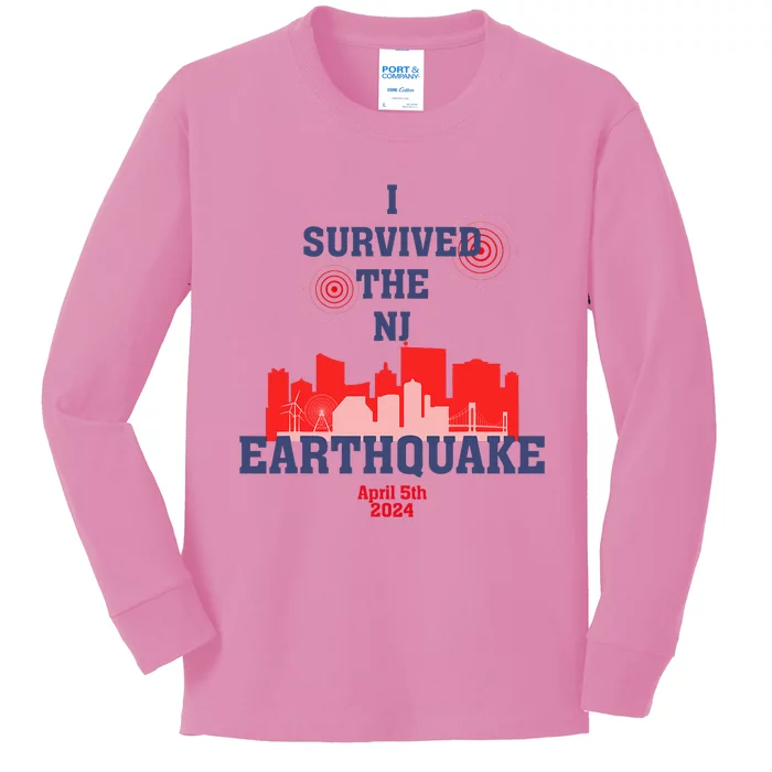 I Survived The Nj Earthquake Kids Long Sleeve Shirt