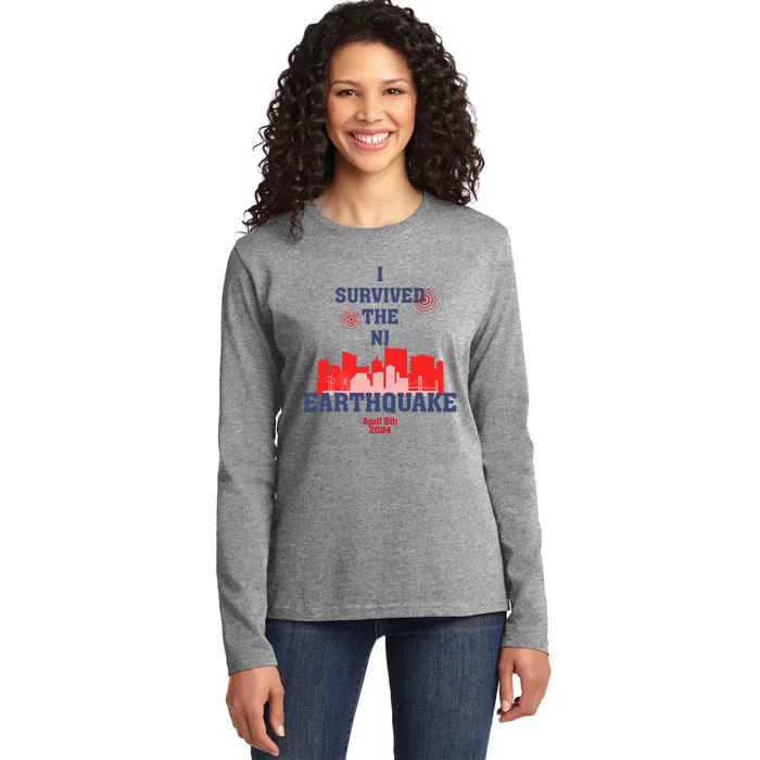 I Survived The Nj Earthquake Ladies Long Sleeve Shirt