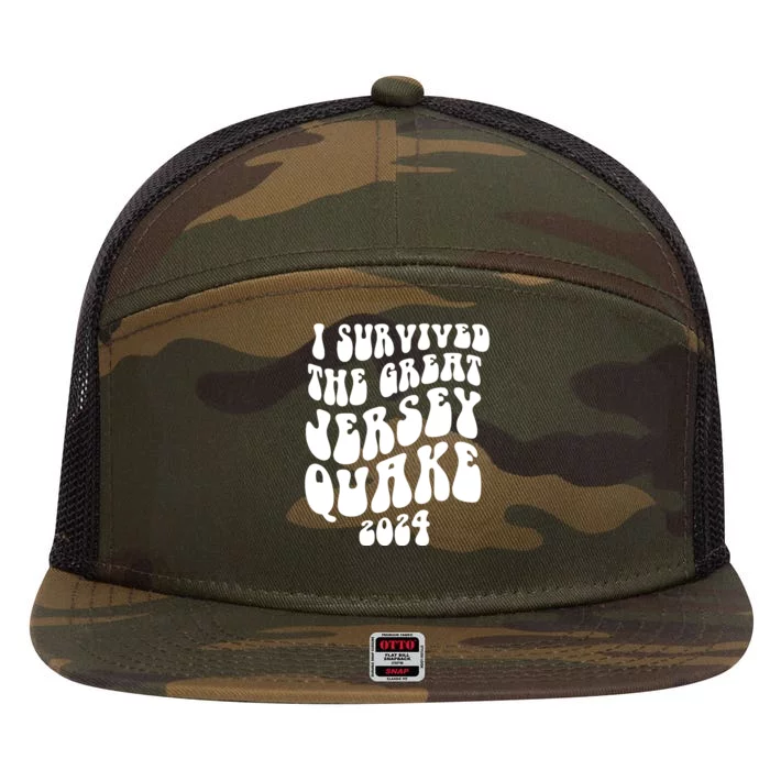 I Survived The New Jersey Earthquake 7 Panel Mesh Trucker Snapback Hat